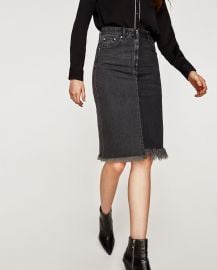 Two-Tone Denim Midi Skirt by Zara at Zara